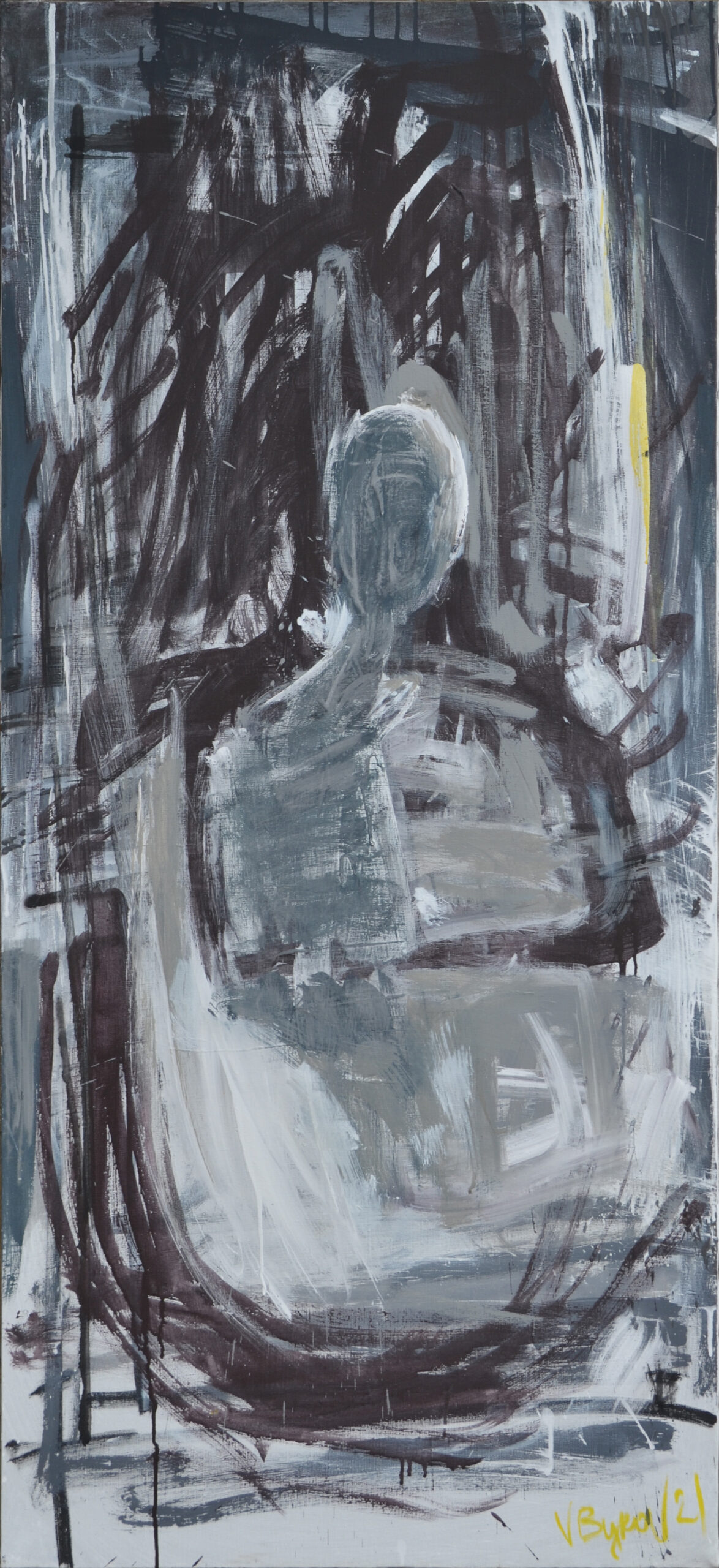 автопортрет полотно акрил 150х70 см.