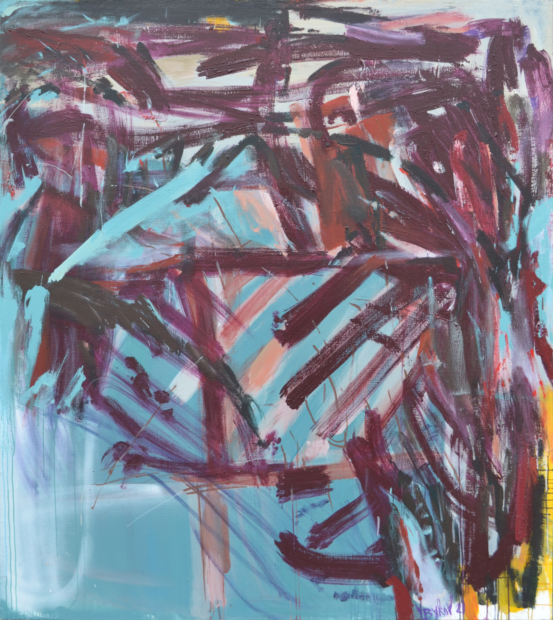 "дослідна деконструкція гармонії" полотно акрил емаль 190х200 см. (варіант картини)